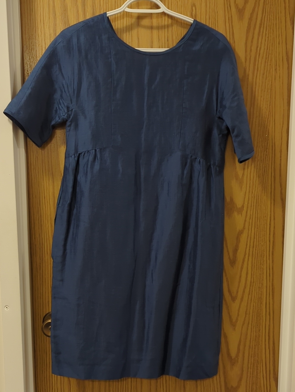 MaxMara Slate Blue Short-Sleeve Midi Dress